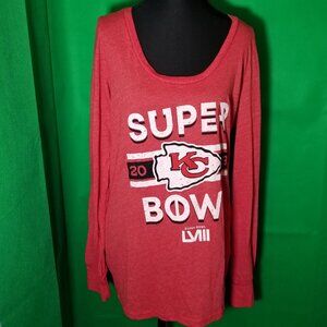 Kansas City Chiefs Majestic Threads Womens 2X Long Sleeve Tee NFL Super Bowl